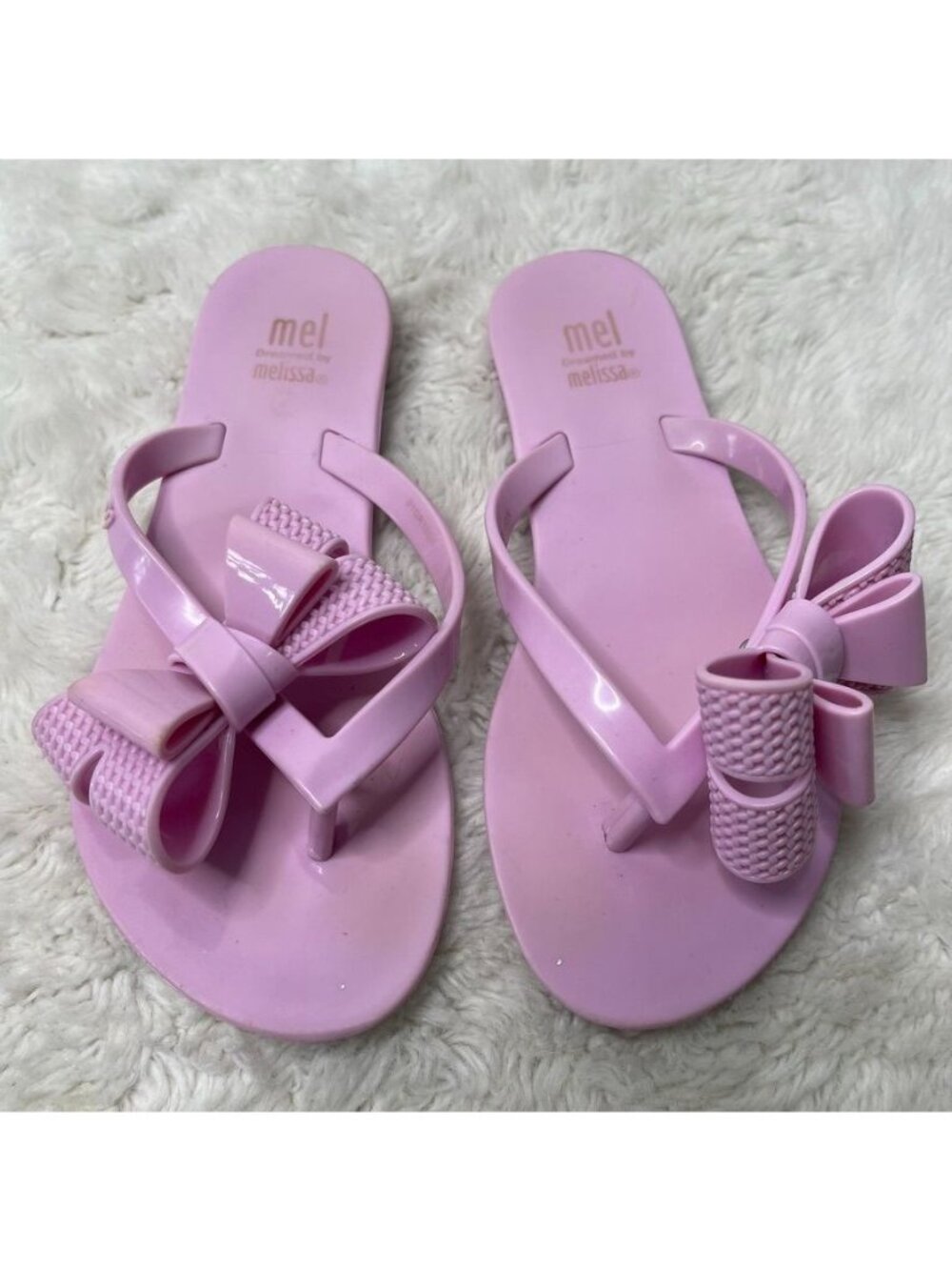 Mini Melissa Harmonic Bow Jelly Flip Flops Pink Girls Size US 1 EU 32 Good